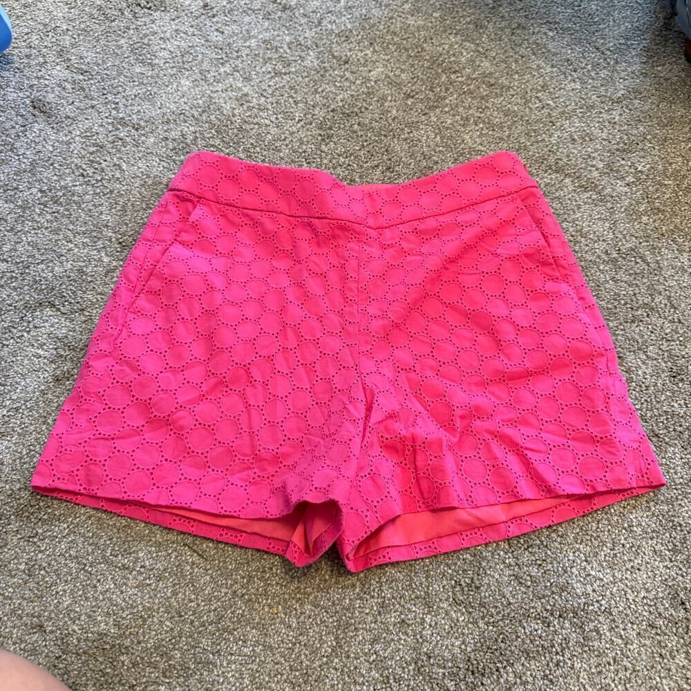 J Crew Hot Pink Eyelet Shorts with Side Zip Size 8